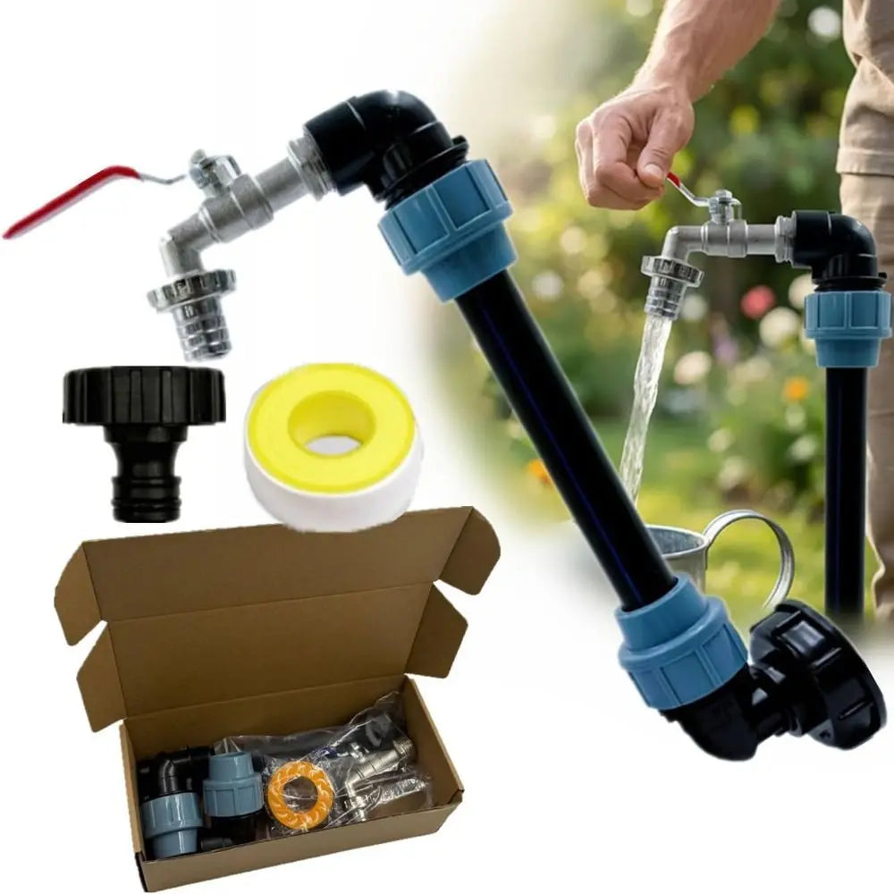 Metal Faucet IBC Tank Gooseneck 25cm Height Pipe Outlet Valve Faucet Adapter Connection Kit Durable Gooseneck Outlet Tap Vue