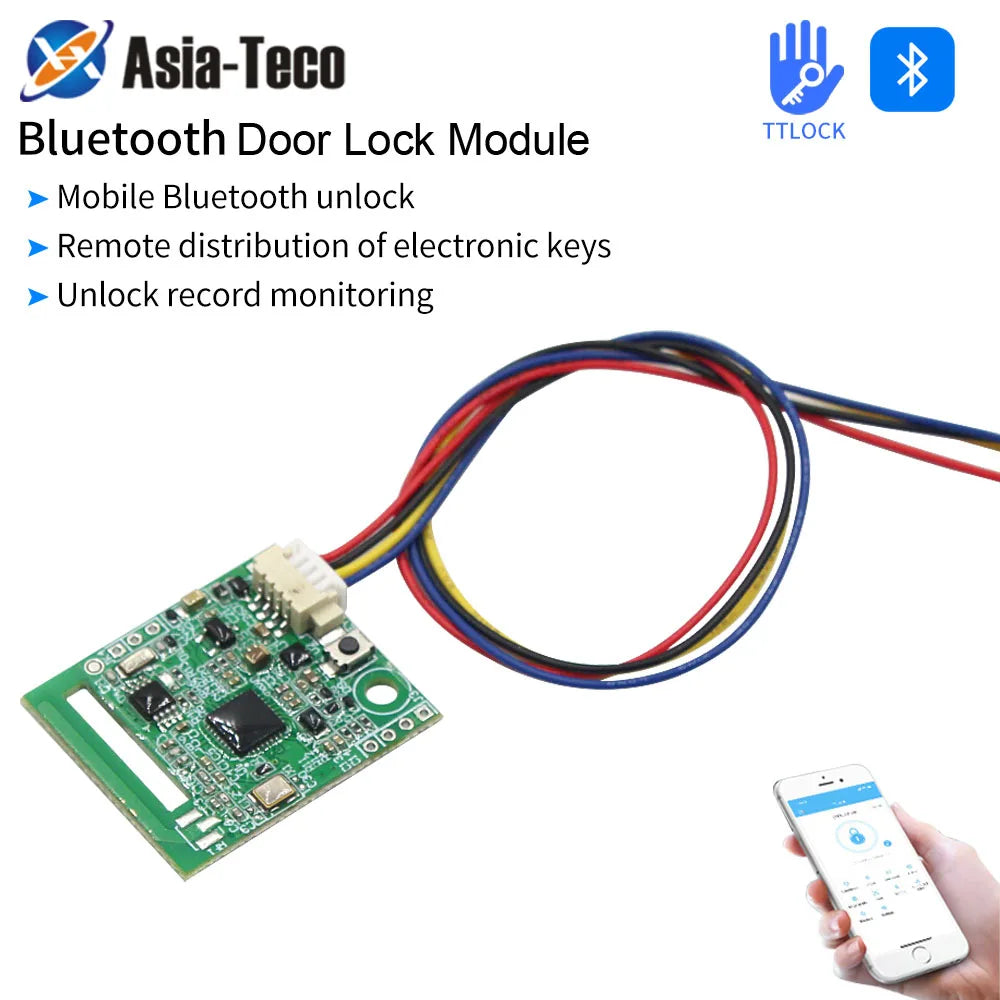 4.5-10VDC BLE5.0 Smart Door Lock Module Remote Control Switch module for TTLOCK App Unlock with G2 Option for Alexa Google home Vue