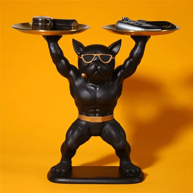 ABKW-French Bulldog Desk Ornaments Desk Keychain Desktop Art Tray For Home Desk Decoration French Bulldog Vest (Black) Vue