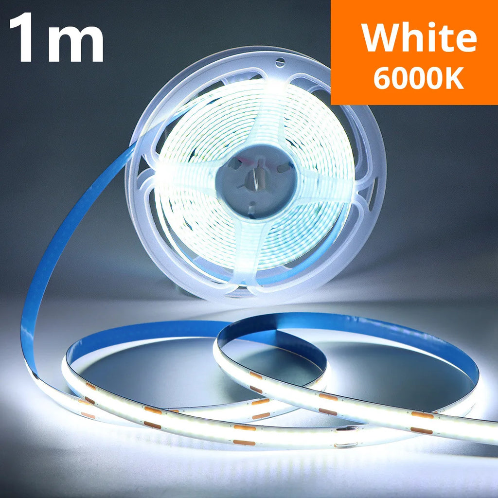 COB LED Strip Light 5V USB Waterproof With Button Switch Flexible Lamp Strip For TV Backlight Living Room Cabinet Decor Lighting Vue Cold White 1m USB Press Switch