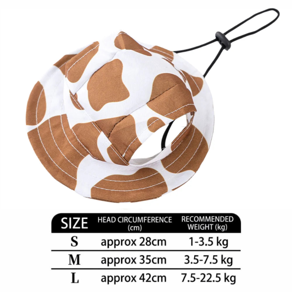 Breathable Cat Dog Sun Hat Ear Holes Adjustable Drawstring Pet Bucket