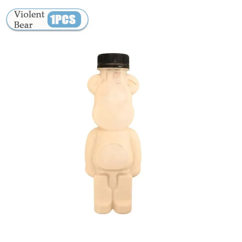 1-10PCS 500ml Violent Bear Milk Tea Bottle Disposable PET Transparent Juice Bottle Cartoon Bear Portable Juice Yogurt Bottle Vue Violent Bear-1PC 500ml