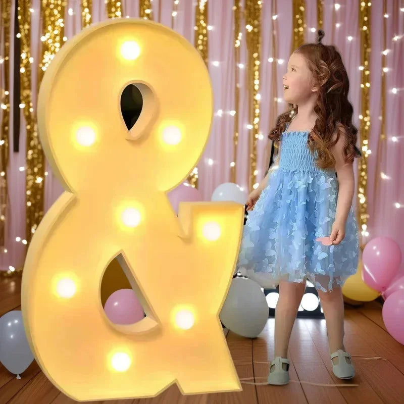 100CM Giant Led Light Letter For Birthday Party 1st Anniversary Wedding Decor Romantic For Couples With DIY Balloon Filling Box Vue