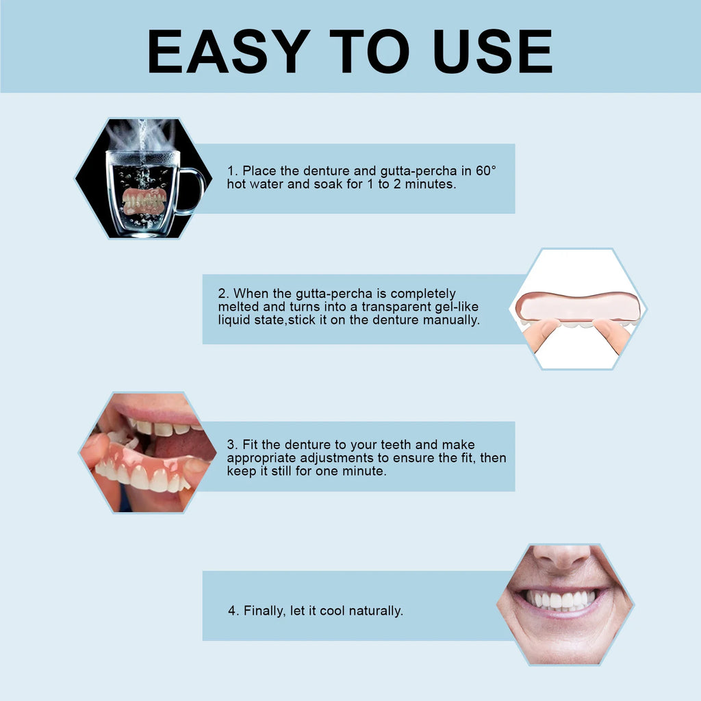 Silicone Denture Set Fit Temporary Orthodontic Teeth Dentures Fake Tooth Oral Hygiene Care Whitening Dentures Simulation Braces Vue