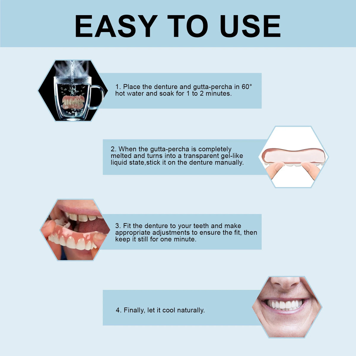 Silicone Denture Set Fit Temporary Orthodontic Teeth Dentures Fake Tooth Oral Hygiene Care Whitening Dentures Simulation Braces Vue