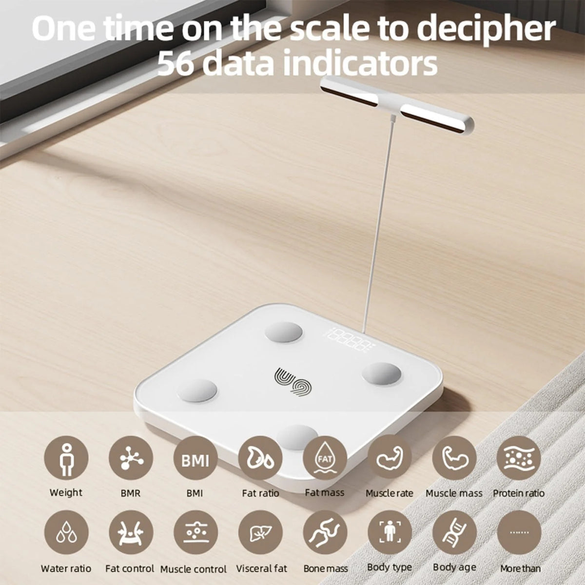 8-Electrode Bluetooth Body Fat Scale, Smart Digital Body Composition Weight Scale, for Family Fitness & Personal Health Tracking Vue
