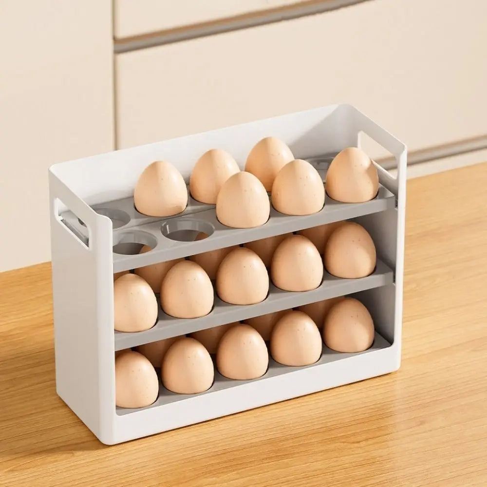 30 Grids 3 Tiers Egg Storage Box Anti-drop Plastic Egg Storage Tray Large Capacity Space Saving Egg Carton Refrigerator Vue