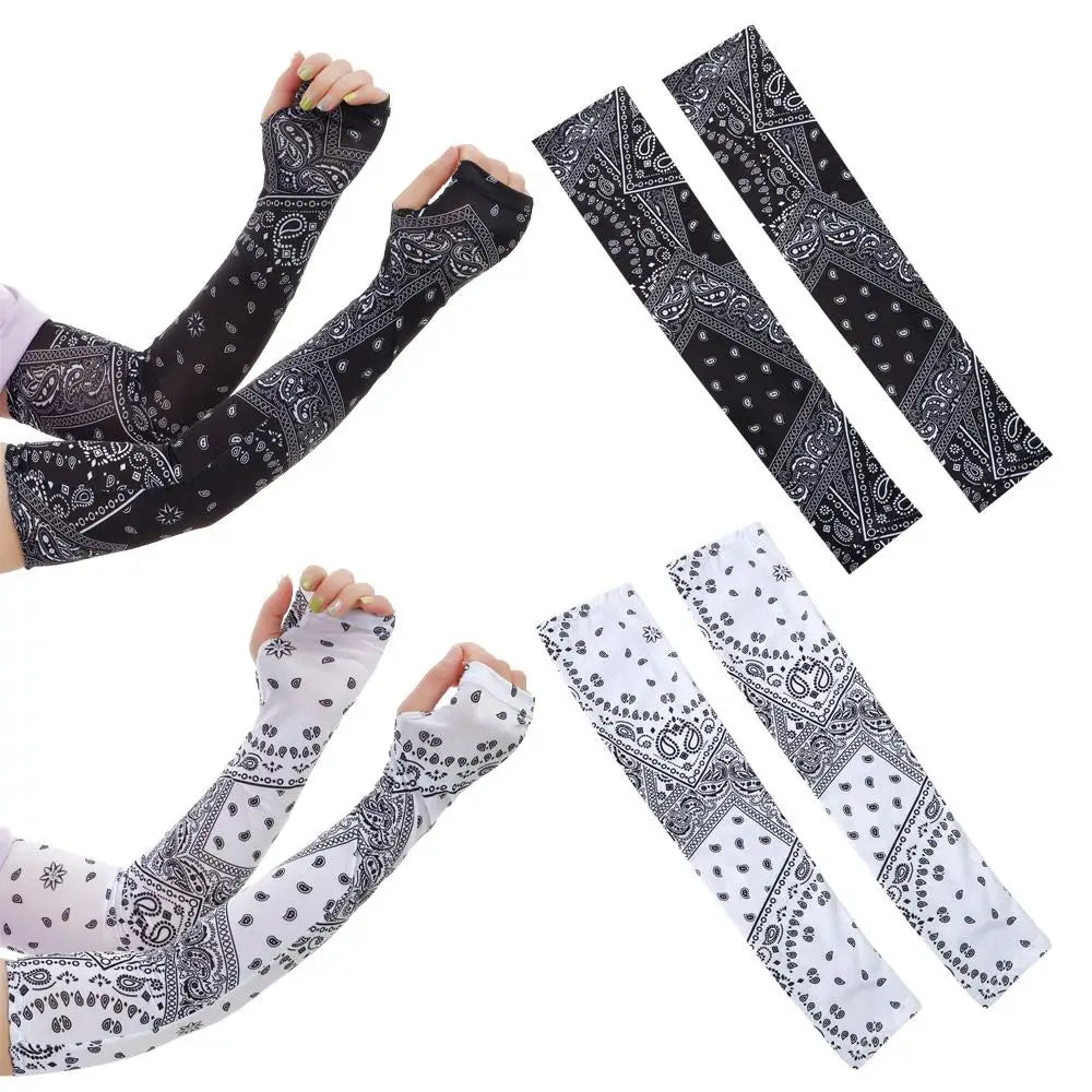 Women Men Arm Sleeves Sports Ice Silk Sun Protection Hand Cover