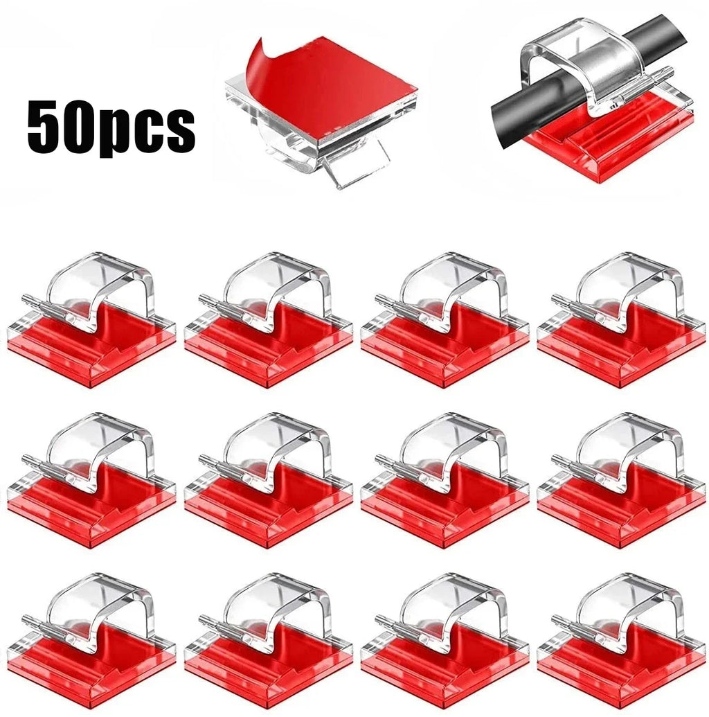 50PCS Cable Organizer Clips Cable Management Wire Manager Cord Holder USB Charging Data Line Bobbin Winder Wall Mounted Hook Vue