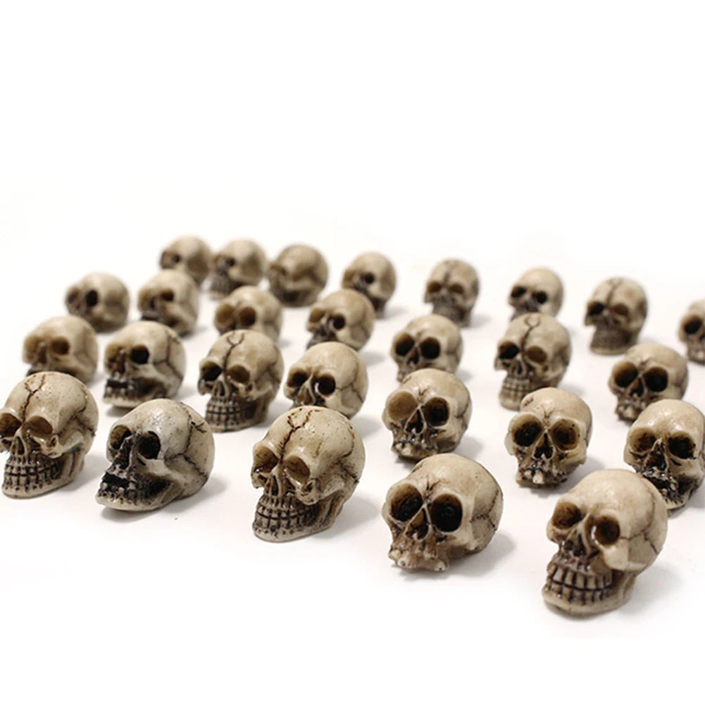 20Pcs Mini Skull Model Collectable Halloween Gothic Skull Sculptures Creative Festival Theme Landscape Garden Potted Plant Decor Vue