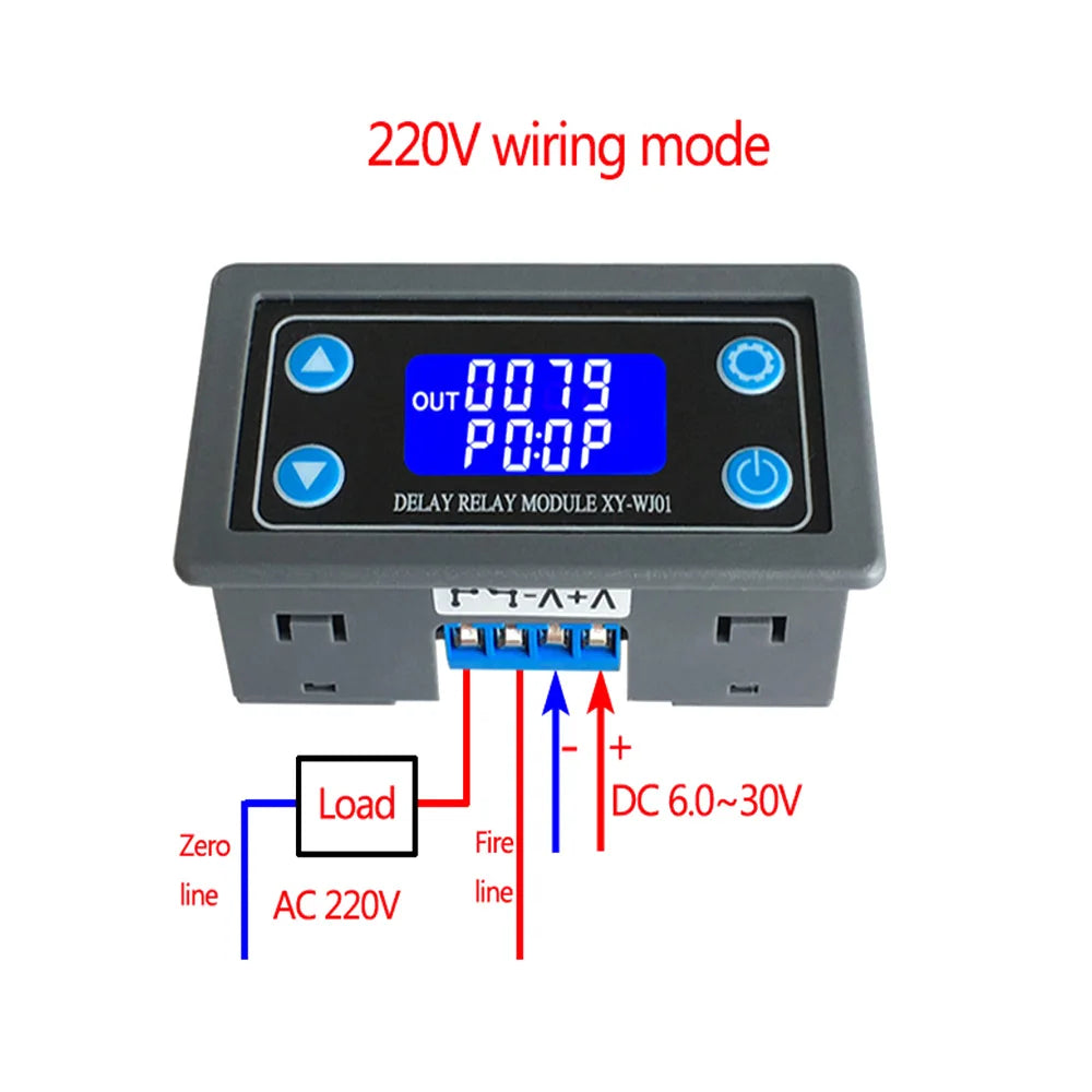 DC 6-30V Time Delay Relay Module Programmable Timer Relay Control Switch Circuit Timing Trigger Cycle with LCD Digital Display Vue
