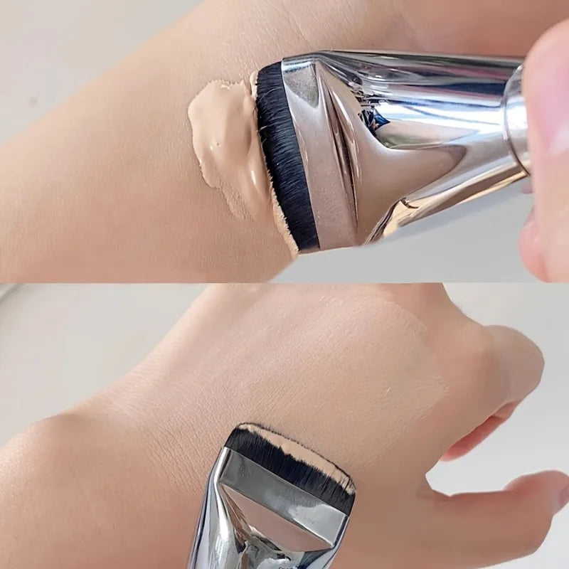 2PCS Ultra-Thin Foundation Brush - Flat Head Vegan Bristles for BB Cream/Concealer/Foundation, Streak-Free Application Vue