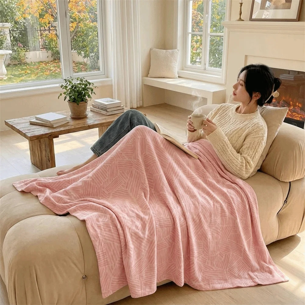 Thin Breathable Summer Cooling Blanket Skin-friendly Solid Color Summer Quilt Ice Silk Blanket Sofa Throw Blanket Afternoon Naps Vue
