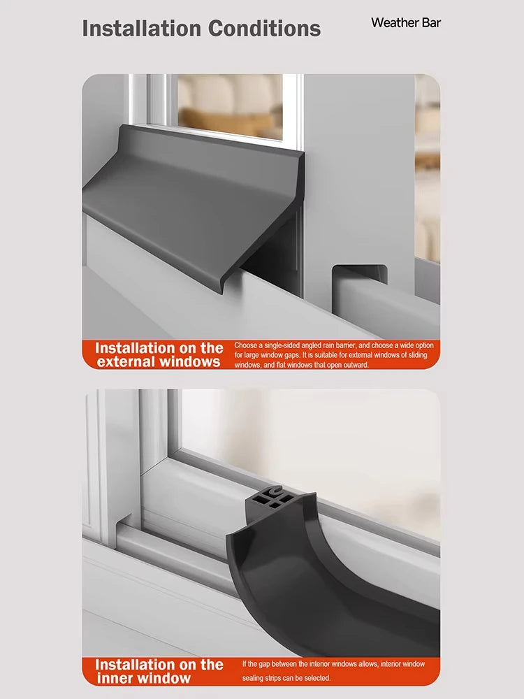 Window water blocking bar home window rain Flashing board aluminum alloy window edge waterproof Water Deflector sealing strip Vue