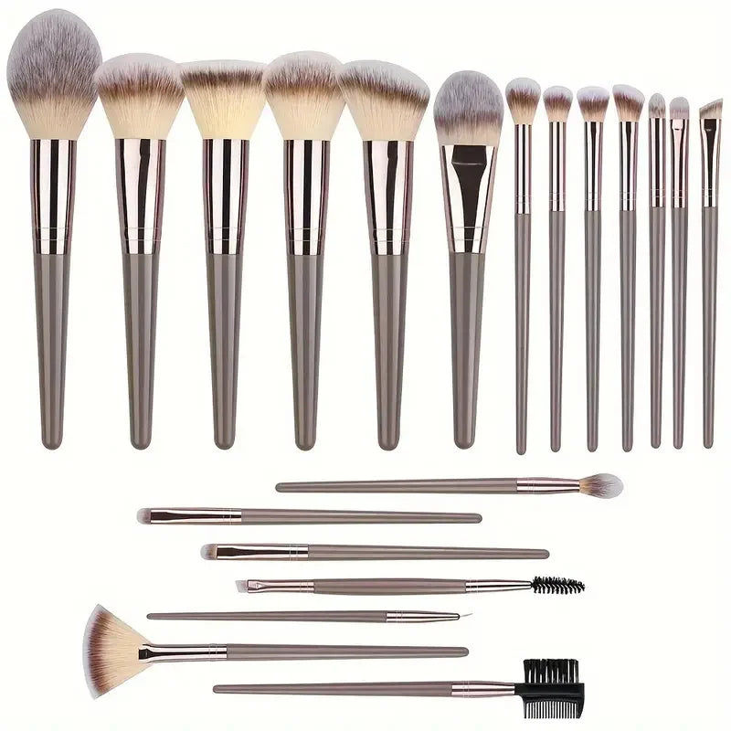 10-20PCS Premium Makeup Brushes Set with Hairband Wrist Rest Silicone Sponge Ball Powder Puff And Cleaning Tool Included Vue 20BR