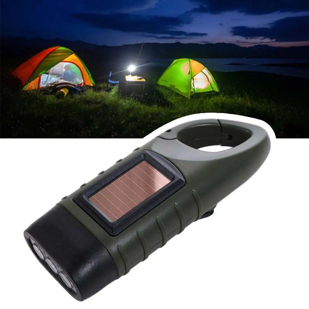 Hand Crank LED Flashlight Solar Powered Energy Saving Charging Torch Portable Rechargeable Outdoor Camping Flashlight Vue