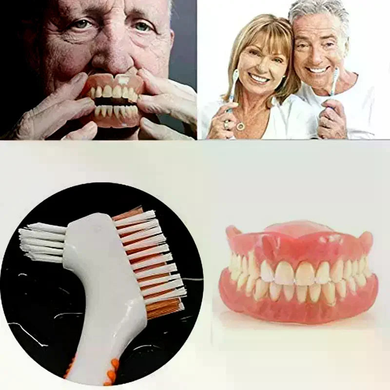 2Pcs Travel Denture Cleaning Tooth Brush With Soaking Storage Box Dentures Container For Teeth Oral Care Vue