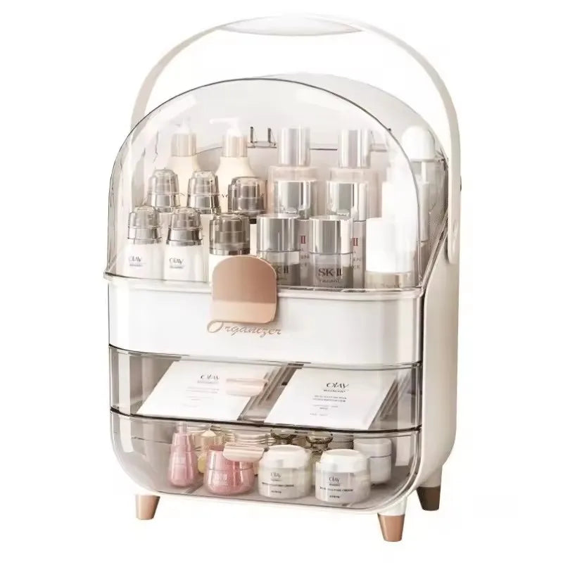 Extra Large Cosmetic Storage Box Desktop Makeup Organizer Dust-proof Lipstick Facial Mask Skin Care Products Display Rack Vue