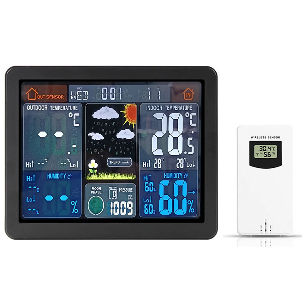 Digital Color Weather Station Clock & Wireless Thermometer Weather Station Clock Vue