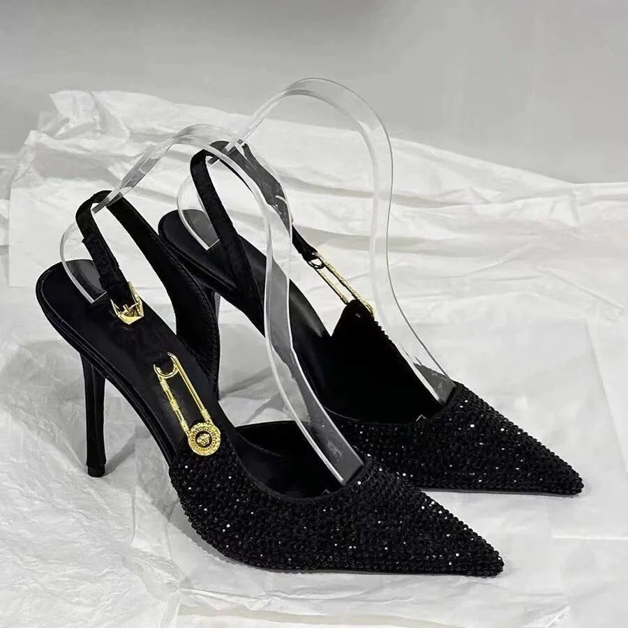 Women's Korean High Heel Pumps – Pointed Toe Ankle Strap High Heel Pumps Vue