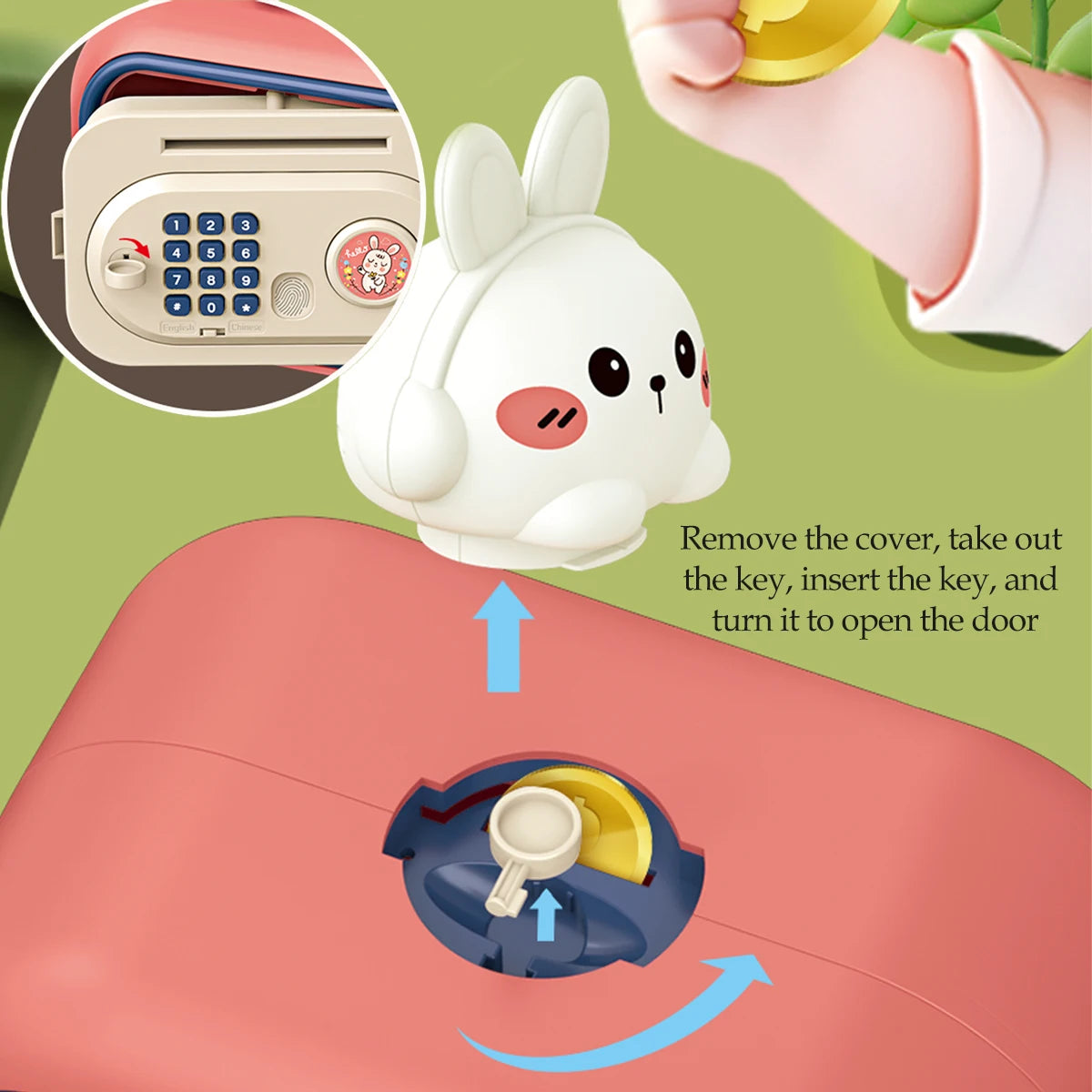 Electronic Piggy Bank Toys, Safe Money Saving Box Coin Banks Password Code Lock ATM Bank Gifts for Kids not Include Battery Vue