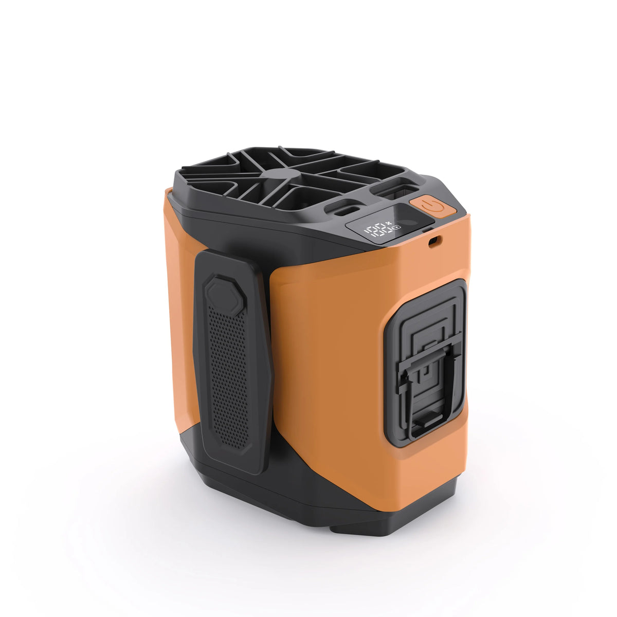 10000mAh Portable Waist Fan LED Lighting Hanging Neck Fan with Power Bank 5 Speed Strong Airflow Cooling Fan for Outdoor Working Vue Orange-Style B