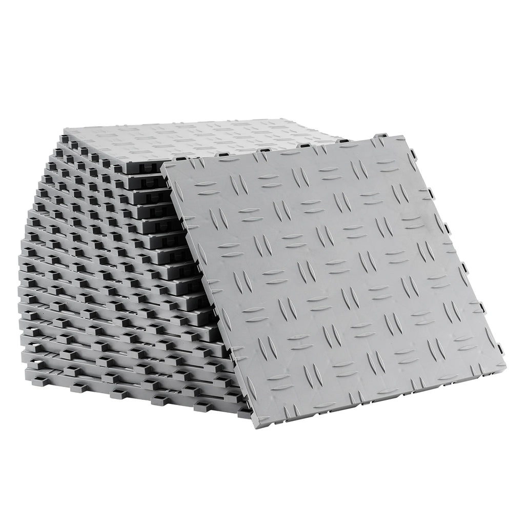 Interlocking Garage Floor Tiles – Non-Slip Heavy-Duty PP, 25 Sq Ft Interlocking Floor Tiles Vue