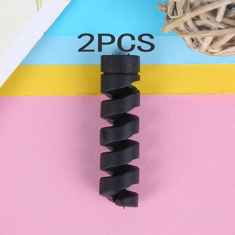 vvocci Charging Data Cable USB Charger ProtectorFor Mouse Earphone Cord Protective Sleeve Holder Ties Management Wire Organize Vue M496 Black-2PCS