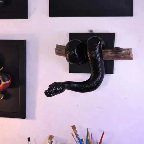 Golden Ball Python Wall Art 3D Metallic Snake Sculpture Home Decor For Snake Lovers Halloween Christmas Gift Gothic Accent Vue A2