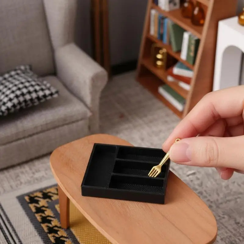5Pcs 1/12 Dollhouse Tableware Sundries Storage Tray Table Drawer Storage Case Dressing Desk Jewelry Stationery Organizer Vue