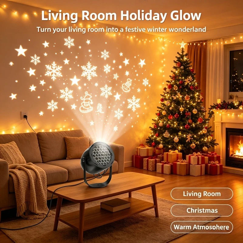 Christmas LED Projector Light, USB Powered Projection Lamp for Living Room Holiday Party New Year Decor Vue