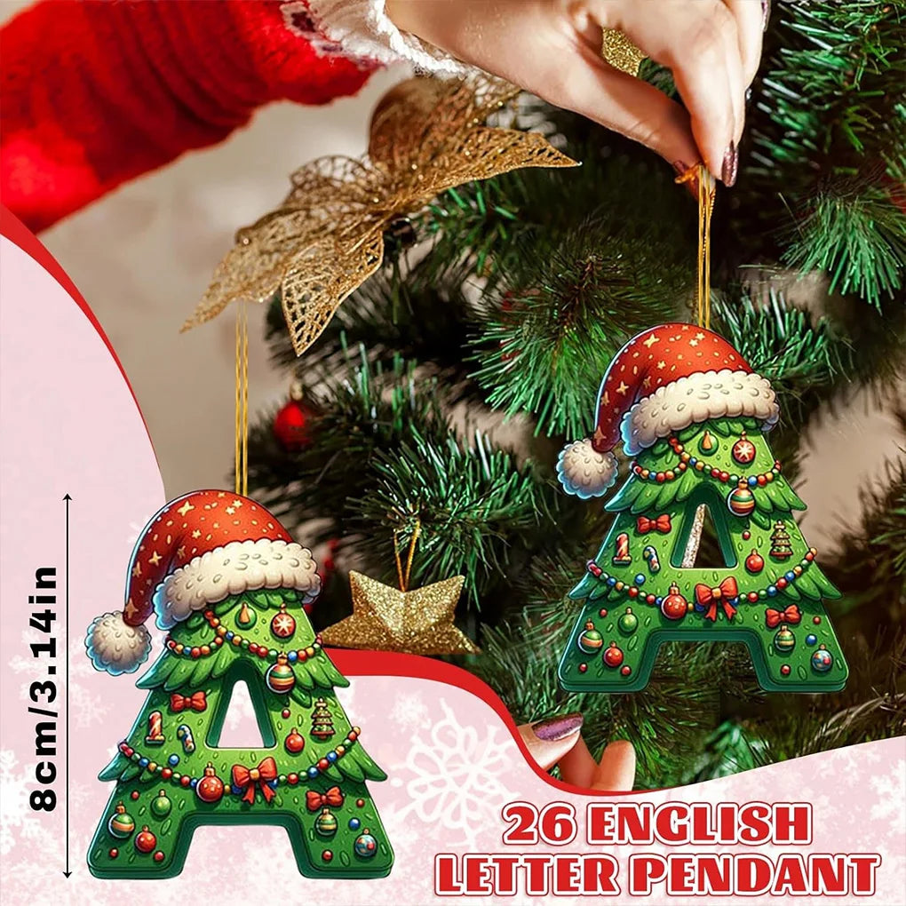 Acrylic Letter Christmas Ornaments – Full 26 Initial Tree Set Christmas Tree Ornament Vue