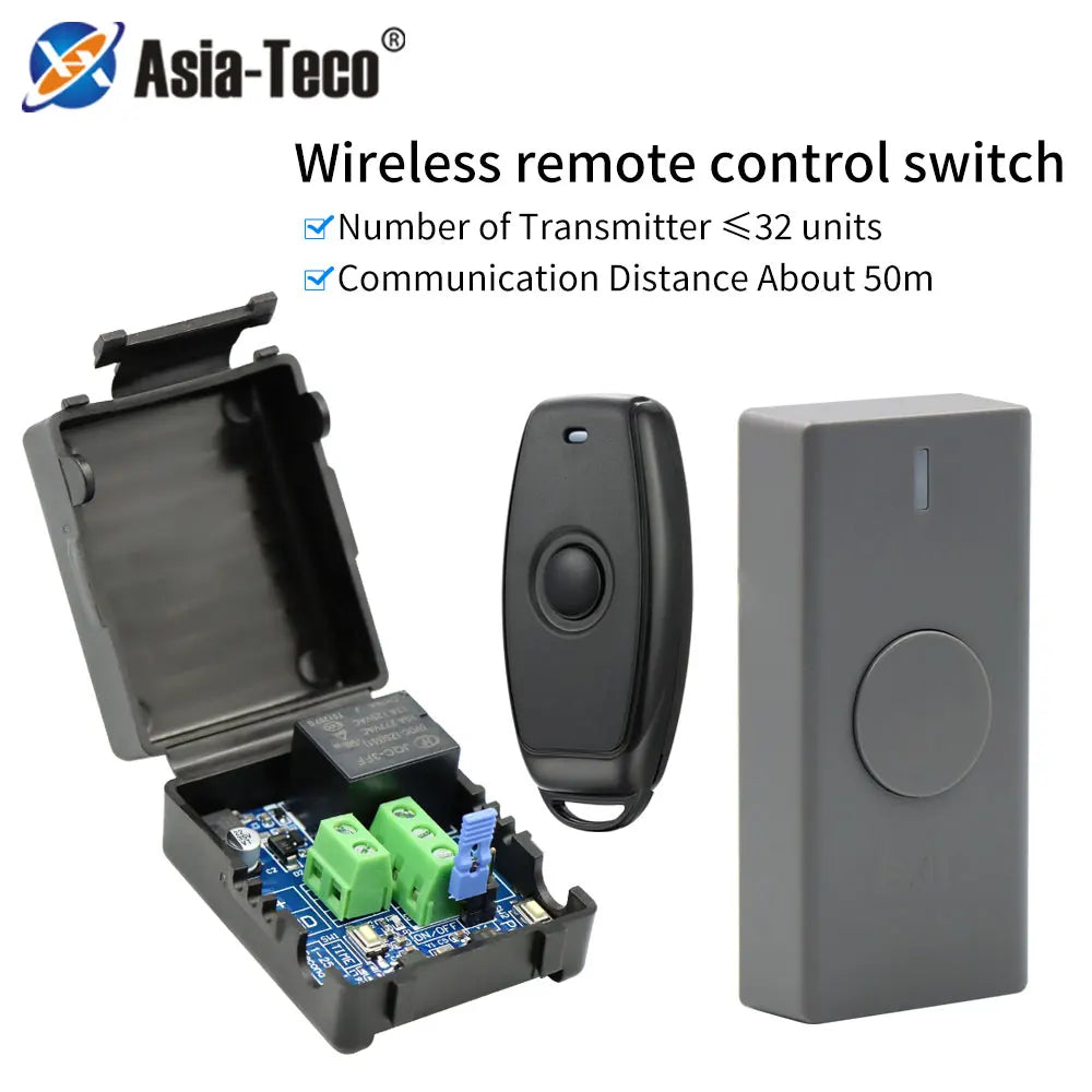 433Mhz Universal Wireless Remote Control Switch Kit Access Control DC 12V 1CH Relay Receiver Module RF Learning Code Transmitter Vue