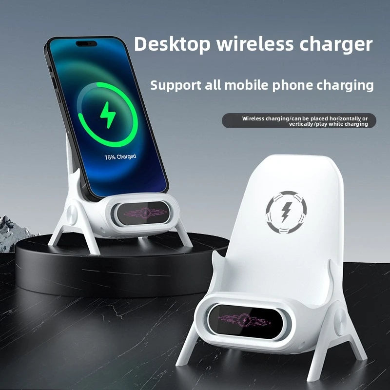 1-4pcs Wireless Charging Stand with Speaker for Desk Horizontal Vertical Auto Sensing Fast Charger for All Phones Vue