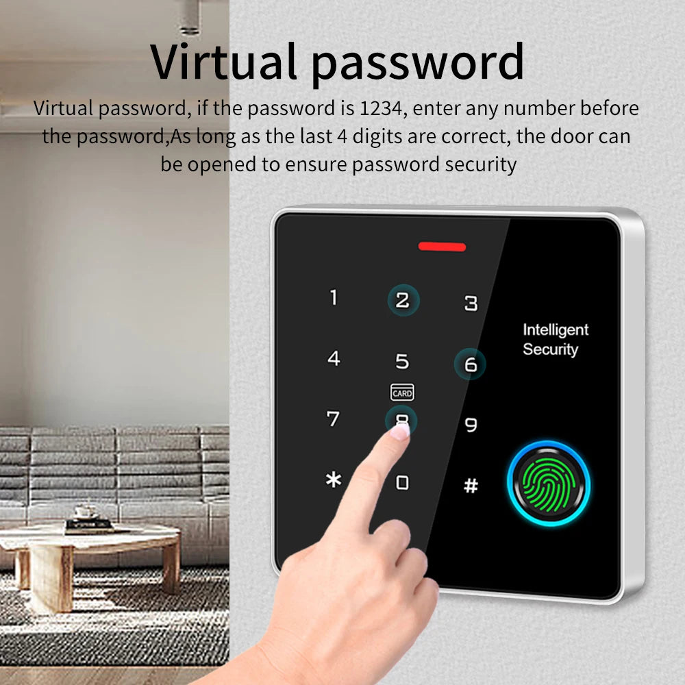 Dual Frequency 125Khz+13.56Mhz Fingerprint Access Control Keypad Waterproof Fingerprint Digital Electronic Lock Door Opener Vue