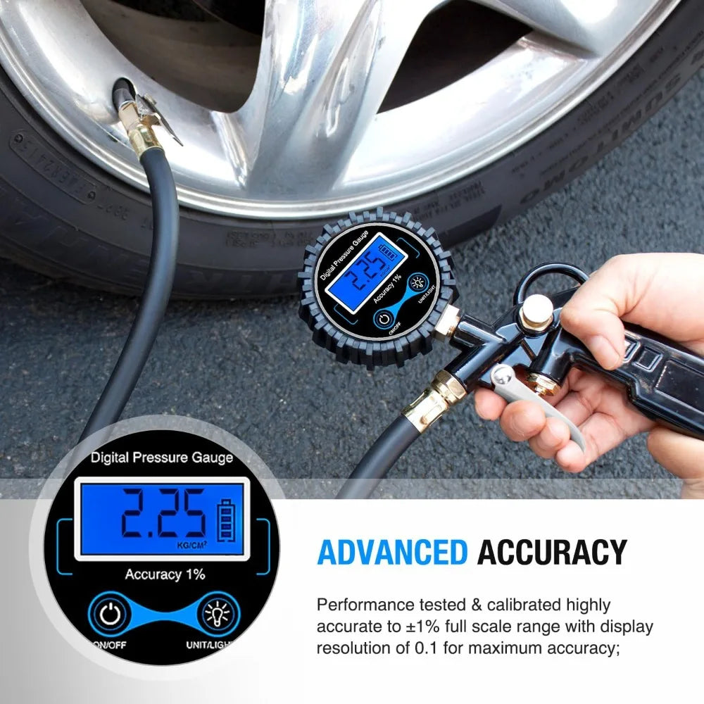 Nilight Digital Tire Inflator Pressure Gauge Pressure Monitoring Gauge Meter Tool Tires Manometer Inflation Gun Inspection Parts Vue