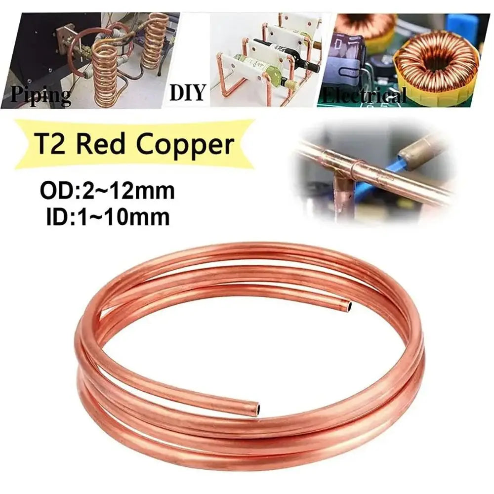 Durable 1 Meter Copper Tube Coil 99 9 Pure Soft T2 OD 2- ID 1- Wire Vue