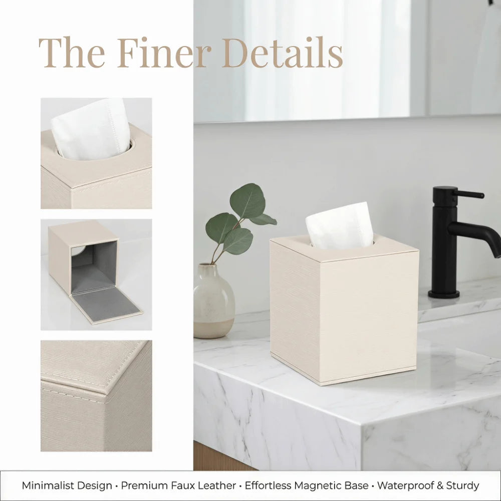 Cube Design Light Luxury Tissue Box Elegant Magnetic Bottom Square Tissue Holder Luxury Stylish Decorative Napkin Holder Desktop Vue