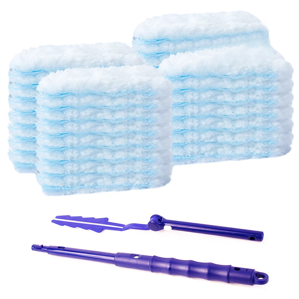 30PCS Dust Magnet Cloth Dust Brush Electrostatic Absorbent Fiber Duster Air-condition Car Furniture Clean Microfiber with Handle Vue Long Handle