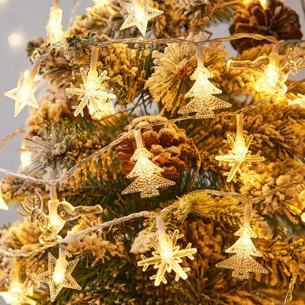 1PC 1.5M10LED/3M20LED battery box snowflake and Christmas tree light string,Christmas decoration,used for party,room decoration Vue