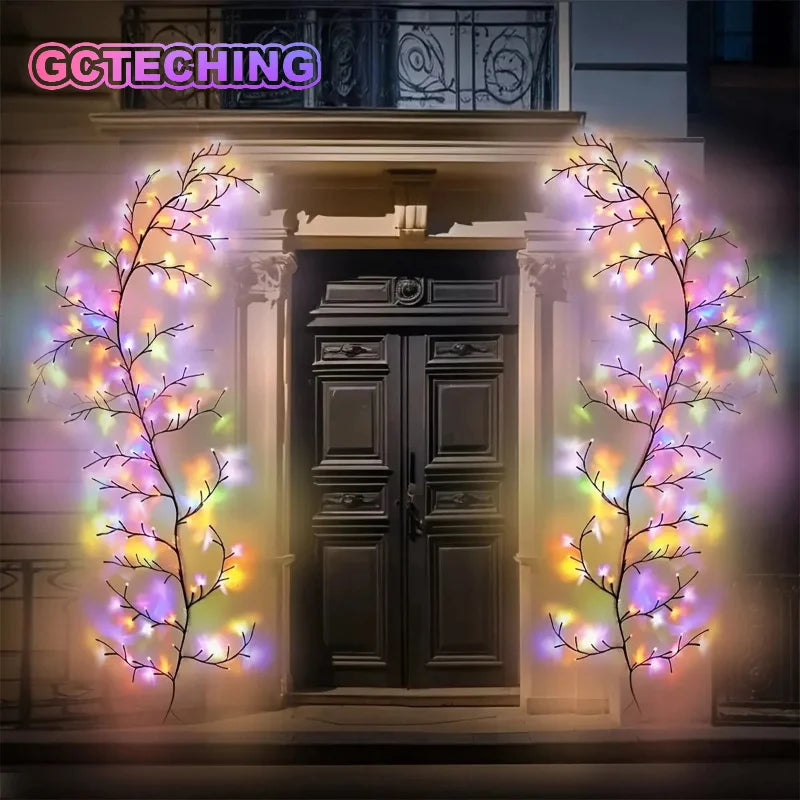 1PC 96LEDs Willow Vine Lights,DIY Outdoor Waterproof String Lights,Wall Lamps for Garden,Porch,Shop,Terrace,Pathway Decor Vue USB 1PC 96LEDs