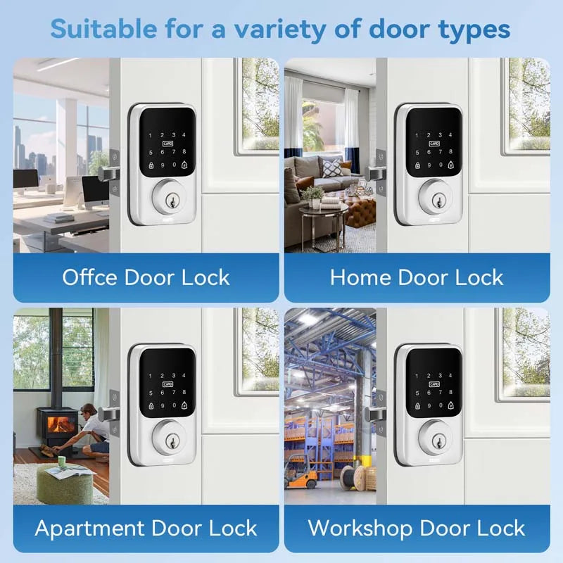 XSDTS Security Digital Door Lock Tuya APP Bluetooth Smart Door Lock with Handle & Keypad for Hotel Office Home Vue