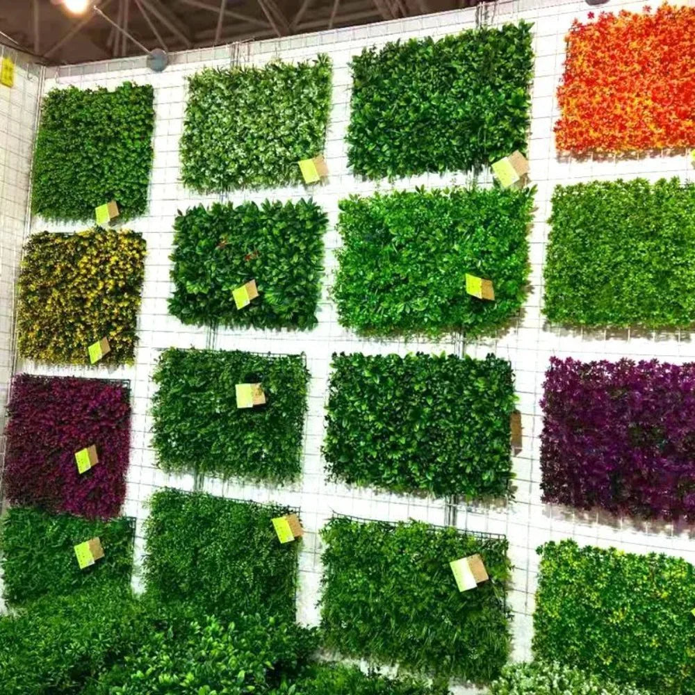 UV Resistant Artificial Grass Wall Panel Square Shape 40*60cm Size Privacy Fence Panel Green Color Fake Lawn Carpet Vue