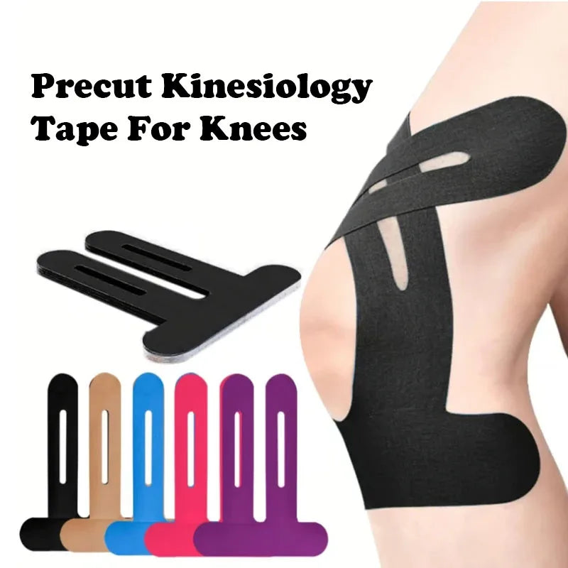 10PCS Precut Kinesiology Tape For Knees,Waterproof Elastic Breathable Knee Tape,Athletic Tape Provide Support Stability Running Vue