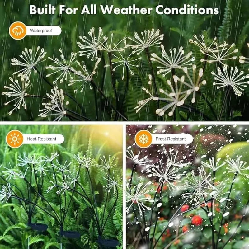 Waterproof Outdoor Solar Firework Sway Lights, Decorative Flower Lamp for Patio Garden Yard Atmosphere Lighting Vue