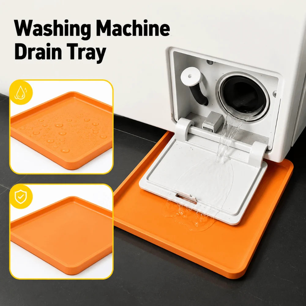 3D Printed Washing Machine Drain Tray Leak-Proof Keeps Floor Clean Washer Drain Guide Tray Simple Durable Water Collection Box Vue