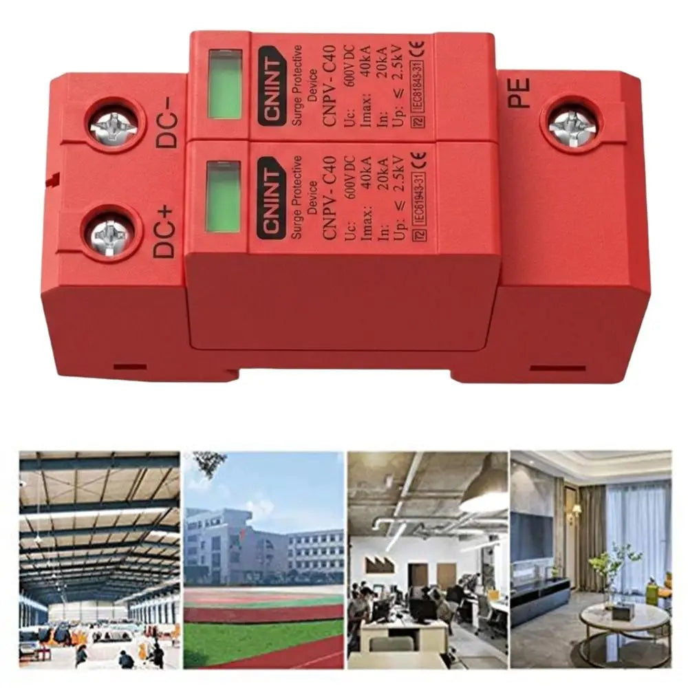 DIN Rail Surge Protective Device Easy To Install PC Flame Retardant Surge Protector Longevity Visual Window Low-voltage Arrester Vue Red