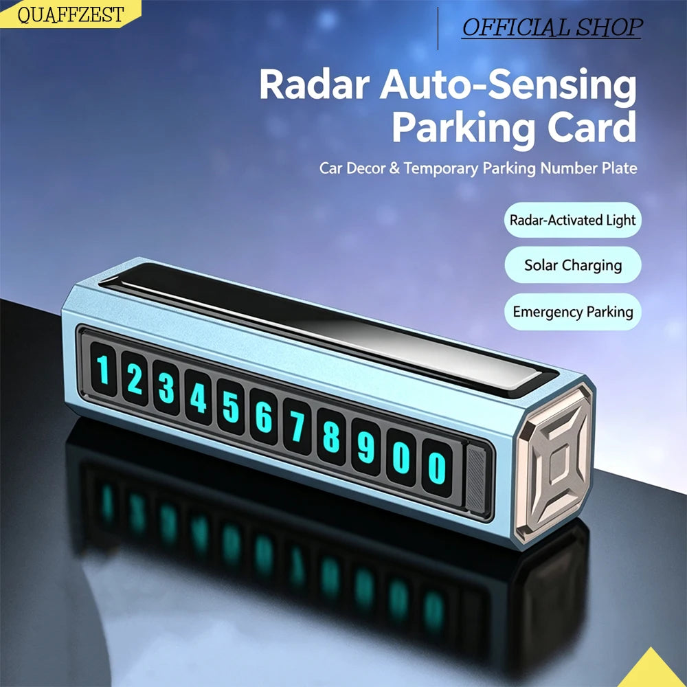 Solar Car Phone Number Plate Led Lighting Temporary Parking Card Hidden Plates Car Park Stop Multiple Number Parking Gadgets Vue