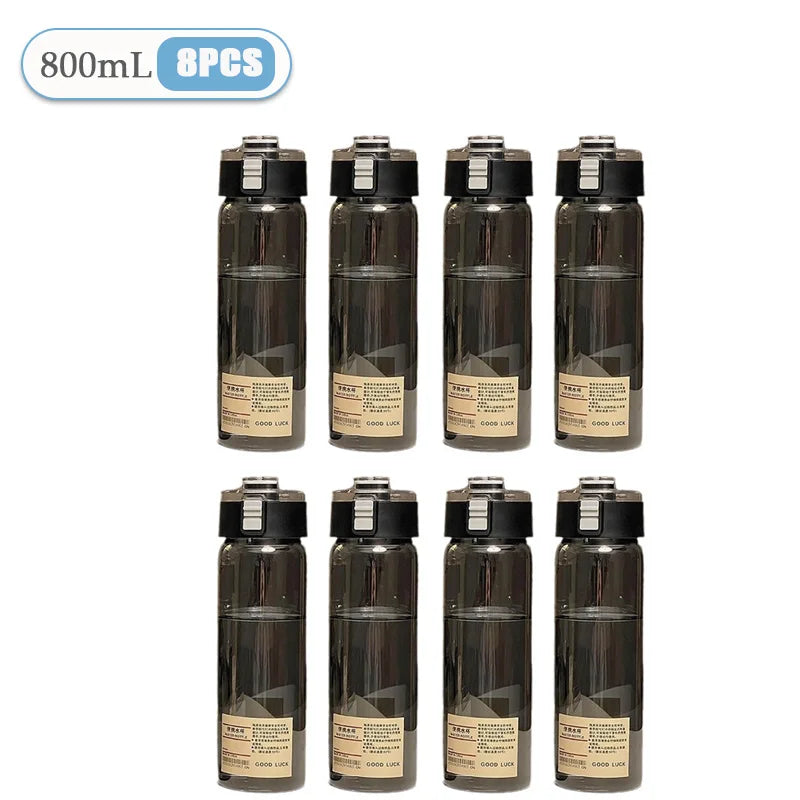 350/550/800ml Portable Plastic Water Cup Heat Resistant Simple Design for Students School Outdoor Travel Reusable Drinkware Vue Black-800ml-8PCS