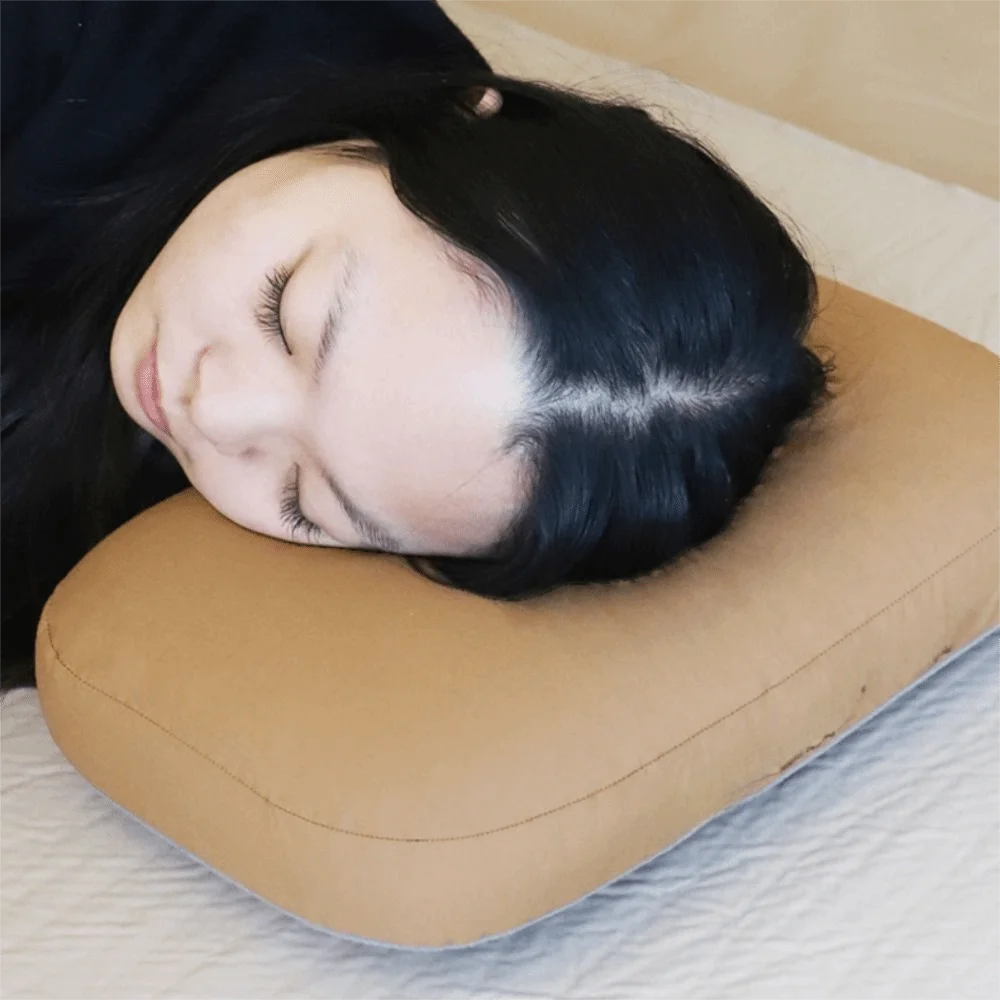 Breathable Slow Rebound Camping Pillow Removable Soft Sleeping Pillow Space-saving with Storage Bag Cervical Pillow Lunch Break Vue